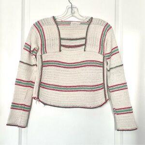 Auth Vintage 70s Cropped Sweater Top by Grace Bible & Banana Co Striped Crochet